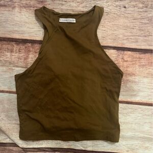 Women’s Sincerely Jules Crop Racerback Tank Too Size Medium in Brown
